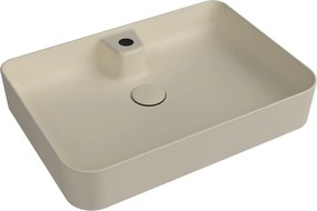 Umywalka ceramiczna nablatowa beżowa z otworem na baterie 60 x 42 cm LERA Ivory