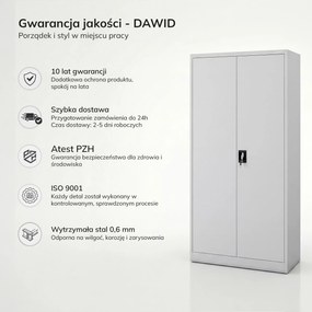 Szafa gospodarcza zamykana szara DAWID 900 x 1850 x 450 mm