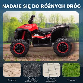 HOMCOM Elektryczny Quad dla Dzieci, Światła LED, Odtwarzacz MP3, Amortyzatory, Ergonomiczne Siedzenie, Czerwony+Czarny