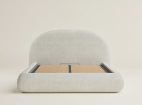 Kremowe tapicerowane łóżko dwuosobowe ze schowkiem ze stelażem 160x200 cm Maumere – Maison de Rêve