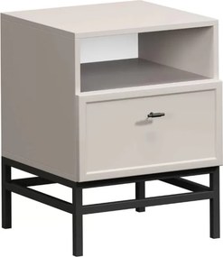 Szafka nocna Lorini z szufladą 45 cm - kaszmir / czarny uchwyt T-bar / stelaż