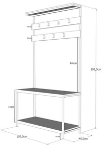 Czarny zestaw do przedpokoju w dekorze sosny Girne – Kalune Design