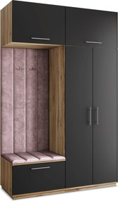 Masseno Garderoba REMA 150/240/60 cm Nowoczesna Szafa do Przedpokoju Dąb wotan, MONOLITH 62 (Wrzosowy)