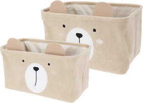 Pojemniki na zabawki CUTIE z uszkami, sztruksowe, 2 sztuki