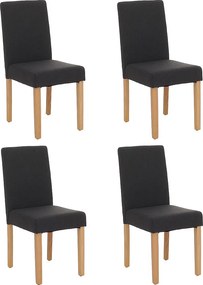 Krzesło do jadalni Littau (zestaw 4 sztuk),  tkanina, czarny, jasne nogi