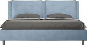 Łóżko bez stelaża tapicerowane 200x210 microfibra błękitny Appia