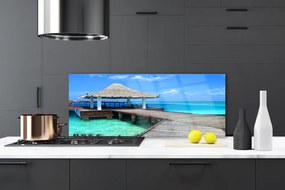 Szkło do Kuchni na Ścianę Most Nad Morskim Brzegiem