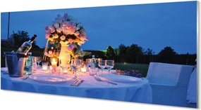 Panel nad Blat Kuchenny Romantyczna Kolacja: Wino i Kwiaty