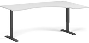 Ergonomiczne biurko z regulacją wysokości, 180x120 cm, 1 silnik, L/P, czarna podstawa, biały