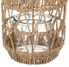 Lampion rattanowy na taras, z rączką, wys. 18 cm