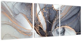 Obraz - Szary marmur (z zegarem) (90x30 cm)