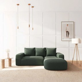 Zielony narożnik z materiału bouclé (prawostronny/z szezlongiem) Monce – Rodier