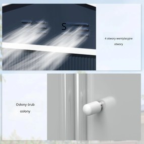 Outsunny Metalowy schowek na narzędzia z drzwiami przesuwnymi i oknami wentylacyjnymi, 277 x 195 x 192 cm, ciemnoszary