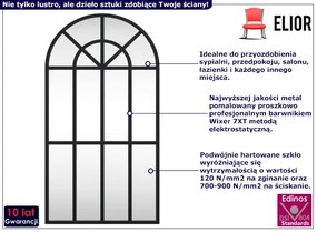 Czarne lustro ścienne zakończone łukiem - Gromix 9X