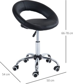 HOMCOM Taboret na kółkach taboret roboczy krzesło obrotowe taboret kosmetyczny z regulacją wysokości czarny