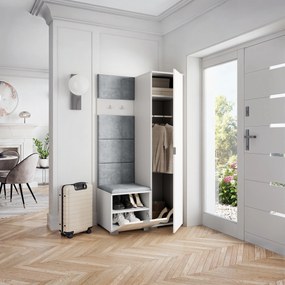 Masseno Garderoba LORI 95/181/51 cm Nowoczesna Szafa do Przedpokoju Biała