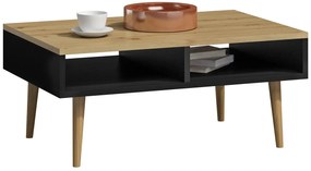 Ława z półkami do salonu dąb artisan + czarny C1-W03