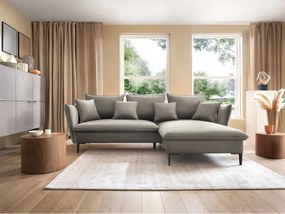 Narożnik GLOSS Prawostronny z funkcją spania, zestaw z poduszkami wolnostojący tkanina RIVIERA 21 Beżowy WERSAL