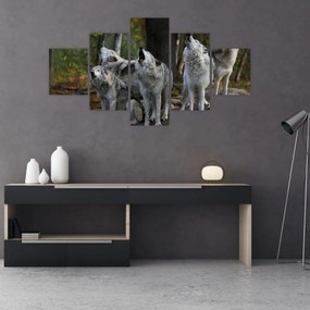 Obraz - Wilki na skale (125x70 cm)