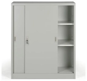 Metalowa szafa z przesuwnymi drzwiami, 2 półki, 1000 x 1200 x 450 mm, jasnoszary