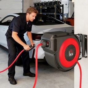 HOMCOM Bęben na wąż z mechanizmem zwijania, 16,5 m długi wąż, montaż ścienny, Czerwony+Czarny