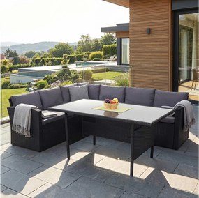 Zestaw z polirattanowym wykończeniem MCW-A29,  poduszki ciemnoszare