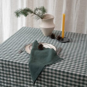 Lniany obrus 140x250 cm Forest Green Gingham – Linen Tales