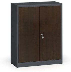 Szafy spawane z laminowanymi drzwiami, 1150 x 920 x 400 mm, RAL 7016/wenge
