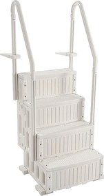 Drabinka Basenowa, SucceBuy 4-stopniowa Biała Drabinka Basenowa, 2 Poręcze, Nośność 181,4 kg do Basenów 122-137 cm