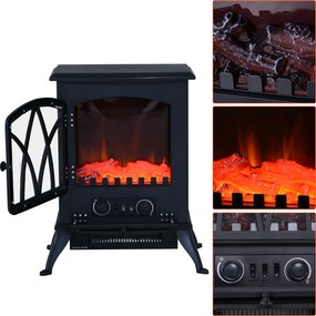HOMCOM Kominek Elektryczny 1800W Czarny