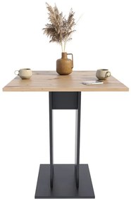 Kwadratowy Stolik Kuchenny Dąb Artisan + Czarny Obix