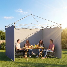 Outsunny 3-częściowy zestaw bocznych ścian z zamknięciem na suwak do pawilonu 3x3 m, ciemnoniebieski | Aosom PL