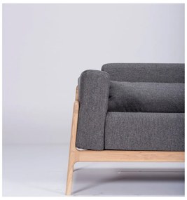 Ciemnoszara sofa z konstrukcją z drewna dębowego Gazzda Fawn, 240 cm