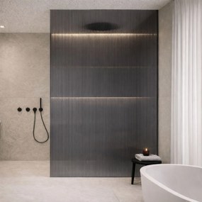 Ścianka prysznicowa ryflowana ARTE WELLE XXL Grafit szkło brązowe grafitowe | Różne rozmiary : Kolor profili kabiny - złoty, Rozmiar - 80 x 300 cm