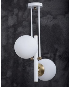 Lampa wisząca w biało-złotym kolorze ze szklanym kloszem ø 15 cm Libra – Squid Lighting
