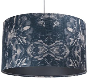 Granatowa lampa wisząca z abażurem w kwiaty - 3X S394 T0-K76