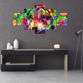 Obraz - Wilk z graffiti (125x70 cm)