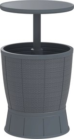 Outsunny 3-w-1 Stolik pomocniczy ogrodowy 45 x 43 cm Okrągła chłodziarka, stolik balkonowy z 41 L pojemnością, plastik, szary