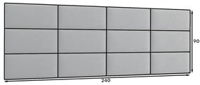 Zestaw 12 paneli tapicerowanych QUADRATTA 240x90 granatowy ELTAP