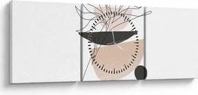 Obraz - Line art flowers N⁰1 (z zegarem) (90x30 cm)
