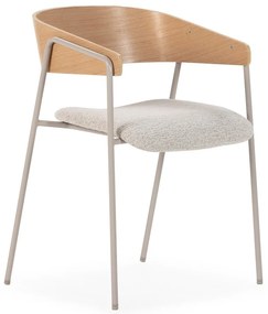 Jasnoszare/w naturalnym kolorze tapicerowane fotele jadalniane zestaw z podłokietnikami 2 szt. Cora – MOME