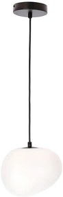 Loftowa czarna lampa wisząca z mlecznym kloszem 20 cm - D206 M0-A36