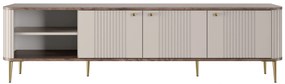 Szafka RTV Vesper 3D 187 cm - kaszmir / orzech / złote nogi