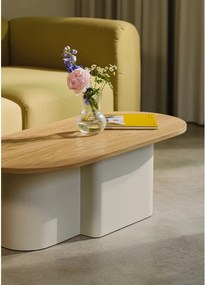 Beżowy stolik z blatem w dekorze dębu 50x115 cm Looi – noo.ma