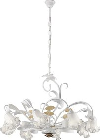 Żyrandol koszowy z żelaza lakierowanego na biało w stylu shabby chic, 8 świateł, 112 Ø85 BL274-8-BCO