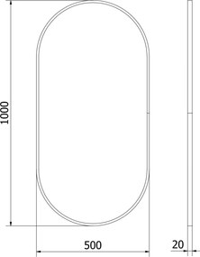 Mexen Loft lustro łazienkowe owalne 100 x 50 cm, rama czarna - 9851-100-050-000-70