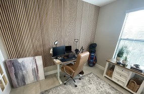 Drewniany panel akustyczny, 2400 x 600 mm, czarny podkład, 5 szt, dąb bejcowany