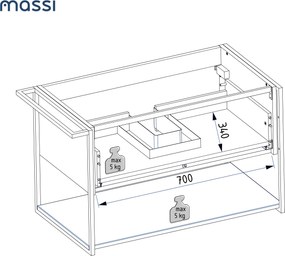 Szafka łazienkowa wisząca zielona loftowa 80 x 45 cm z umywalką z otworem VALO