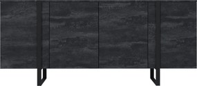 Komoda Verica 200 cm czterodrzwiowa - czarny beton / czarne nóżki