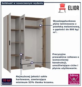 Dwudrzwiowa szafa z lustem kaszmir + dąb evoke Z3-A71